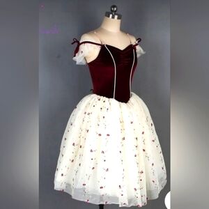 Weissman Burgundy Velvet Top Bodice Romantic Ballet Tutu Small Adult